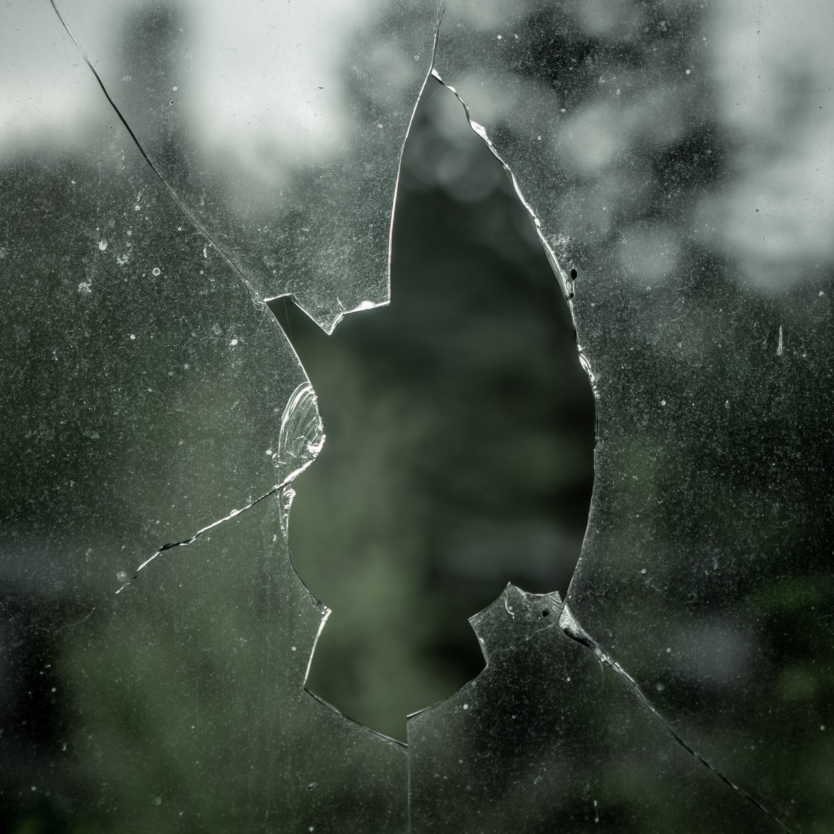 A panel of broken glass